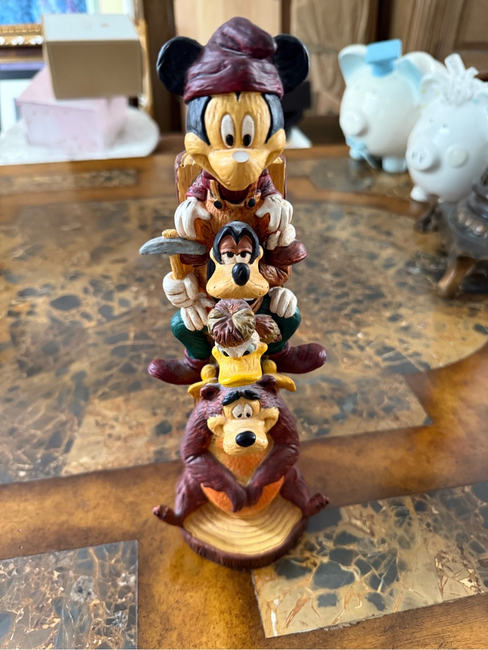 Disney Wilderness Lodge Brown and Yellow Mickey & Friends Stacked Figurine